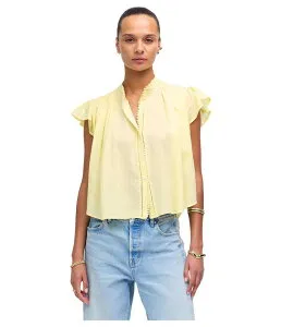 メイドウェル レディース トップス シャツ コットン Madewell Alana Top In Cotton Viscose Voile Iced Lemon