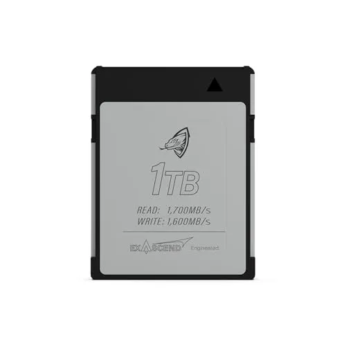 Exascend 1TB Archon CFexpressカード Type-B、最大1,700MB/秒、RED承認済み、Canon、Nikon、Panasonic、その他のカメラと互換性があります。 (1TB)