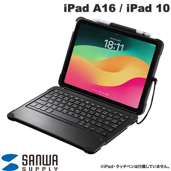 SANWA サンワサプライ iPad A16 11世代 / 10.9インチ iPad 10 ケース付き キーボード Type-Cケーブル接続 英語配列 SKB-IP6BK