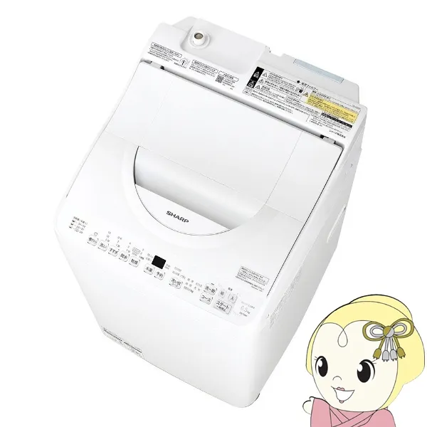 [予約]【京都は標準設置込み】洗濯機 シャープ 縦型全自動洗濯乾燥機 洗濯6.5kg 乾燥3.5kg 縦型洗濯乾燥機 穴なし槽 ES-TX6K-W ホワイト系