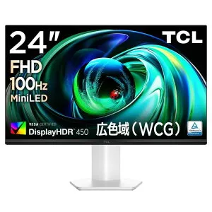 TCLMiniLEDモニター24インチ24G54FHD広色域液晶非光沢DisplayHDR450nits/コントラスト比3000:1/ローカルディミング/ブルーライト軽減/目保護/VAパネル