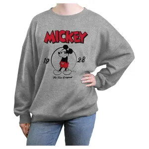 ディズニー レディース トップス Tシャツ グラフィック Disney's Mickey Mouse The True Original 1928 Juniors' Oversized Graphic Pullover Heather Gray グレー