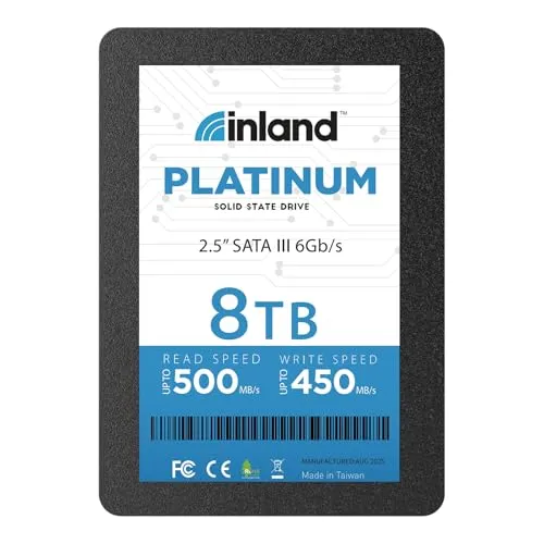 INLAND Platinum 8TB SSD TLC 3D NAND SATA III 6Gb/s 2.5インチ 内蔵ソリッドステートドライブ デスクトップPCまたはノートパソコンのメモリとストレージのアップグレード