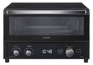 TOSHIBA(東芝)トースターオーブントースター4枚焼きHTR-R8(K)ブラック温度調節機能付き角皿付き自動メニュータイマー30分