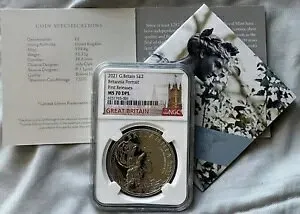 2021 2PD イギリス 1オンス シルバー 999 ブリタニア ポートレート NGC MS70 DPL FR ボックス&COA