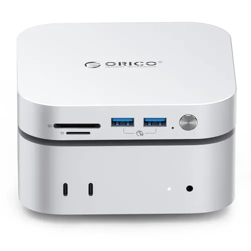 ORICO MiniMate 8TB 外付けSSD Mac Mini M4との互換性、40Gbps(3200MB/s)データ処理用4TB、1000MB/sバックアップストレージ用4TB、USB 3.0(10Gbps) * 3、TF & SD 4.0、電源ス