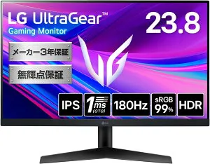 LG UltraGear 24GS60F-B ゲーミングモニター FreeSync G-Sync Compatible IPS 1ms HDR10 23.8インチ フルHD 180Hz DP HD