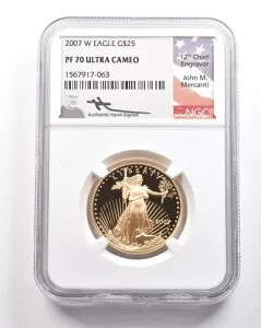 2007-W 25ドル アメリカンゴールドイーグル メルカンティ 1/2オンス ゴールド PF70 UCAM NGC *5458