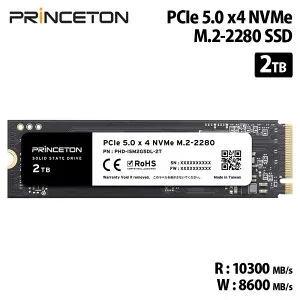 プリンストン 内蔵SSD 2TB PCIe 5.0x4 NVMe M.2 2280 読み込み最大10300MB/s 3年保証 1200TBW PHD-ISM2G5DL-2T princeton 内蔵 SSD Gen5 耐衝撃 耐振動 NVMe