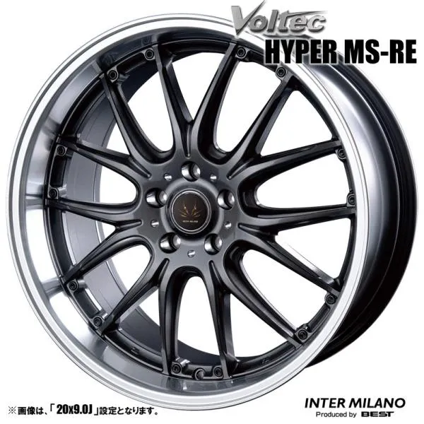 4本セット VOLTEC ボルテック HYPER MS-RE 20インチ リム幅9.0J インセット+35 5穴 PCD114.3 ガンメタ/リムポリッシュ 【法人宛て発送の場合、送料無料】