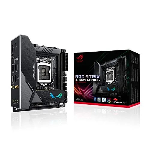 ASUS ROG Strix Z490-I Gaming Z490 (WiFi 6) LGA 1200 (Intel 10th Gen) Mini-ITX ??????????? 8+2 ??????? DDR4 4800 Intel 2.5 Gb ???