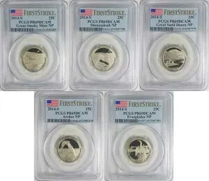2014-S PCGS PR69DCAM 25セント クォーター NP国立公園 5枚組コインセット ~FIRST STRIKE #1