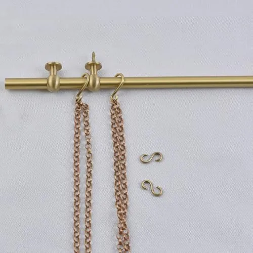 ピクチャーレール 重い絵画用 真鍮製 鎖とフック付き 頑丈なギャラリー用ピクチャーレールフックとチェーン、 ギャラリー 展示用 ウォールデコレーション 複数作品対応 絵画 写真 ポスター ミラー 展示用 取り付け簡単(1.70m (66.9in))