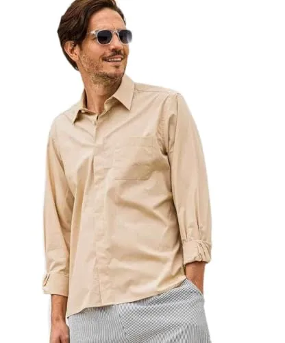 [エイケイエム コンテンポラリー] AKM Contemporary コントラストカラーステッチ長袖シャツ beige S