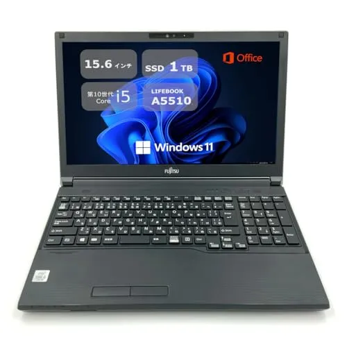 【整備済み品】 富士通LIFEBOOK A5510 ■15.6型 HD (1366×768) - 第10世代 Core i5 -メモリ16GB-SSD1TB-WiFi&Bluetooth - USB Type-C - Win11搭載 - MS Office