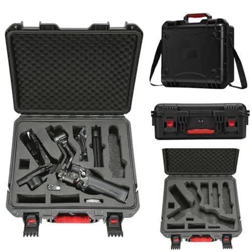 DJI RS5 対応 収納ケース ポータブル 防水ハードケース 大容量 防塵仕様 耐衝撃性 キャリングケース （ショルダーストラップ付き）