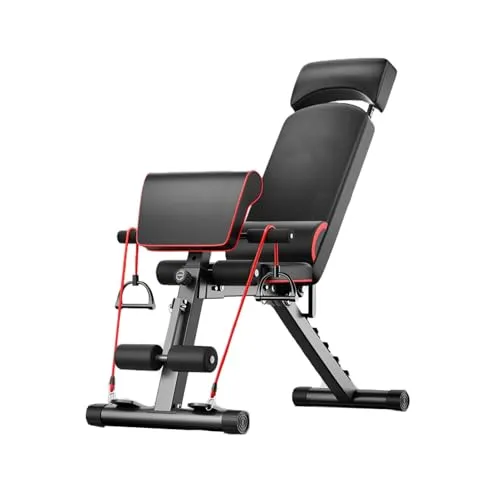 13-in-1 調節可能なウェイトベンチ、レジスタンスバンド付き折りたたみ式筋力トレーニングベンチ、全身運動用の多機能トレーニングベンチ、ホームジム用