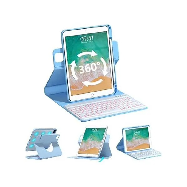 QYiiD Rotatable Keyboard Case for iPad 9th/8th/7th Generation 10.2 inch 2021/2020/2019, Rotatable Magnetic Attachment Cover with Pencil Holde_並行輸入