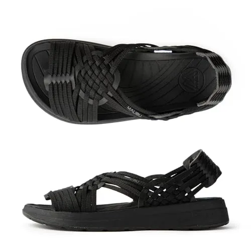 [マリブサンダルズ] CANYON POLYESTER キャニオン ワラチサンダル ユニセックス MS060 BLACK/BLACK US 7.0（24.5～25.0cm）
