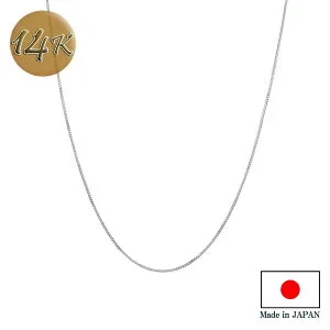 【最大20％OFF 複数買クーポン】0.5mm 16inch (約40cm) 14Kホワイトゴールド WG ベネチアンボックスチェーンネックレス 金属レディース K14 14金 刻印あり 華奢 シンプル スキンジュエリー 40cm 定番 人