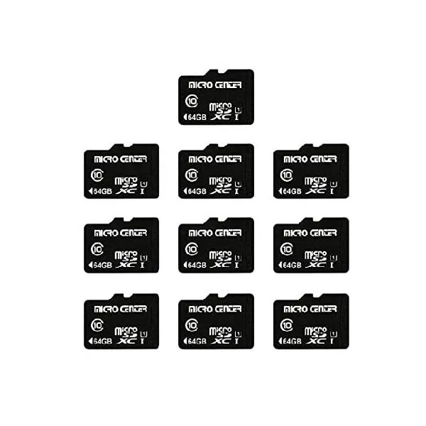 Micro Center 64GB Class 10 MicroSDXC Flash Memory Card 10 Pack with Adapter for Mobile Device Storage Phone, Tablet, Drone ＆ Full HD Video R_並行輸入