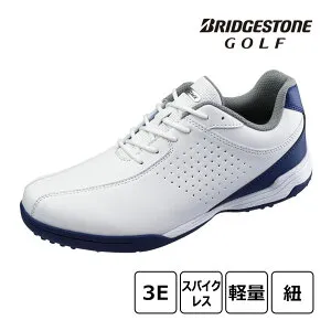 ブリヂストン ゴルフシューズ メンズ フィットトレッド SHTS3S WB 白×青 3E スパイクレス 紐 軽量 ツアーステージ BRIDGESTONE GOLF TOURSTAGE