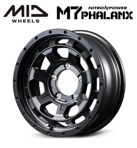 【送料無料・代引き可】【ホイール4本】MID NITROPOWER M7 PHALANX M7 ファランクス 16インチ 6J インセット-5 5穴 P.C.D. 139.7 バレルブラック ジムニーシエラ JB43W JB74W ジムニーノマド JC74W