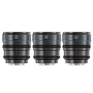 SIRUI シルイ Night Walker T1.2 S35｜シネレンズ 3本セット｜24mm 35mm 55mm｜大口径T1.2｜単焦点レンズ｜マニュアルフォーカス｜E L RF MFT Xマウント対応｜ブラック｜メタルグレー｜カメラレンズ