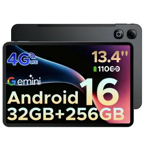 【限定9000円オフ】SIMフリー Android16 タブレット DOOGEE TABG6MAX 13.4インチ 大画面タブレット AI機能 T7280 8コア 32GB RAM+256GB ROM+2TB拡張可 FHD+解像度 90Hzリフレッシュレート 11000mAh大容量バッテリー 18W