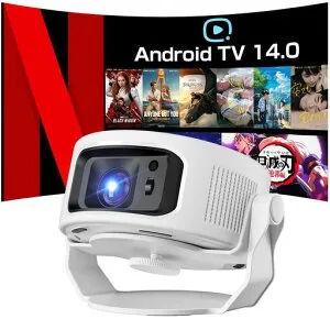 Philoentプロジェクター家庭用小型【1080P8K対応&HDR高ダイナミック画質&1400Ansi】AndroidTV14.0搭載HiFiスピーカー内蔵天井静音0.5M短距離投影WiFi6Bluetooth5.4