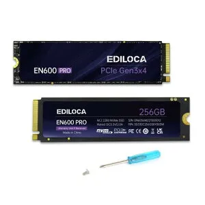Ediloca EN600 PRO SSD 256GB PCle 3.0x4 NVMe M.2 2280 最大読込: 2800MB/s 最大書込：2000MB/s 内蔵SSD SLC キャッシュ 3D NAND TLC グラフェン冷却ステッカー ノートパソコンとデスクトップパソコン に対応 メー