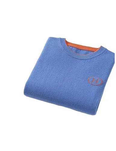 [Aecsoc] メンズ 服 秋服 冬服メリノウール ニットセーター クルーネック長袖 YJ1883-2(ブルー,L)