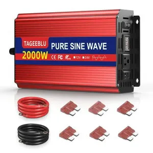 TAGEEBLU2000W24vインバーター正弦波24VDCから100VAC車インバーター、50/60Hz切替可能、防災車中泊自動車船キャンピングカー用非常用電源用