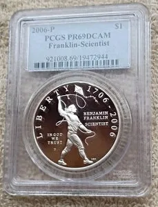 2006 P PCGS PR69DCAM 科学者 ベンジャミン・フランクリン 記念銀貨
