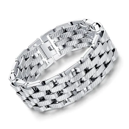 ROWIN&CO 25mm ステンレススチール リストブレスレット ワイドメッシュリンクブレスレット ジュエリー メンズ パンク ヒップホップ 18K ゴールド/ブラック/ブルー/レインボー パーソナライズリストバンド チェーン 9インチ、ボックス付き,