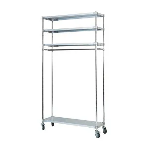 収納棚 35×120cm 4段 H220cm 日本製 キャスター付き 耐熱 耐食 長期耐久性 ガルバリウム鋼板製 ガルバシェルフハンガー 組立式 インテリア 家具 収納家具 オープンシェルフ オープンラック