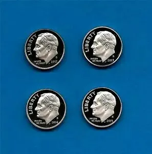 2012 S から 2015 S プルーフ ルーズベルト ダイム - ジェム プルーフ - 4 コイン在庫あり