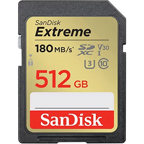 SanDisk (サンディスク) 512GB Extreme (エクストリーム) SDXC UHS-I メモリーカード - C10/U3/V30/4K/UHD SDカード - SDSDXVV-512G-GNCIN