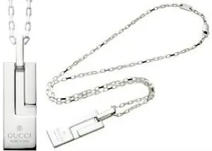 GUCCI グッチ メンズ レディース ペンダントネックレス刻印ロゴ GプレートペンダントGトツロゴバープレート メンズ レディース 男女兼用スターリングシルバー 925SV 8106SL PENDANTチェーンネック