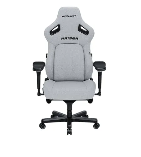 Andaseat Kaiser4 ゲーミングチェア 5Dアームレストファブリック 布 ポップアウト式内蔵型ランバーサポート マグネット式ヘッドレスト EverSoftリネンファブリック耐荷重150kg アッシュ 肉厚 人間工学 リクライニング ロッキング機