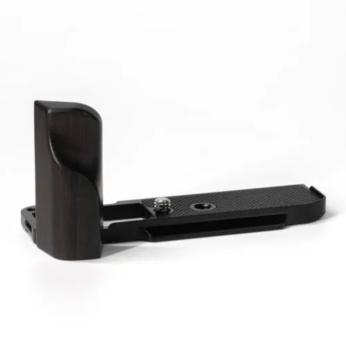 YUWOOD カメラグリップ 富士フイルム対応 X-M5用 L型グリップ 天然木 黒檀 バッテリー交換/三脚対応 ブラック