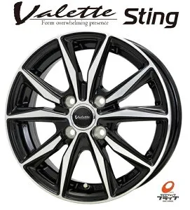 送料無料 4本セット ホイールのみ ホットスタッフ ヴァレット スティング Valette Sting ブラックポリッシュ 14インチ 5J インセット+38 4穴 PCD100 JWL 4本 プロボックス サクシード タンク ルーミー
