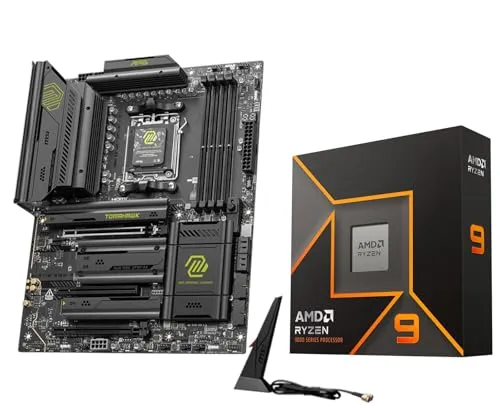 Micro Center AMD Ryzen 9 9900X CPUプロセッサー MSI MAG X870E Tomahawk WiFi ATX マザーボード (DDR5、PCIe 5.0 x16、M2 Gen5、Wi-Fi 7、5G LAN)