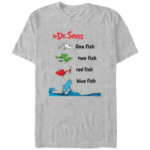 アニメキャラクター メンズ トップス Tシャツ グラフィック Licensed Character Men's Dr. Seuss One Fish Two Fish Red Fish Blue Fish Cover Graphic Tee Athletic Heather ヘザー