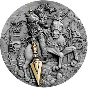 趙雲古代中国戦士 2019 2オンス 5ドル アンティークシルバーコイン ニウエ