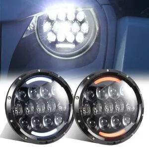 7インチ ラウンド LED ヘッドライト 105W H4 HI/LO ビーム エンジェル アイ ターンシグナルライト ホワイト DRL 適用: ランド ローバー/ROVER ハマー/HUMMER ジープ/JEEP ラングラー AL-KK-2849 AL Car parts