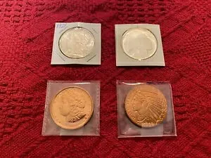 1921 モーガン シルバー ダラー、バッファロー シルバー ラウンド 1 オンス 0.999 ファイン、銅ラウンド付き