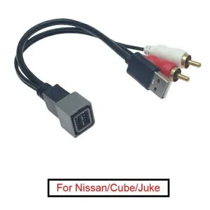 10ピース 2-RCA オス USB A オス プラグ RCA アダプタ オーディオ コンバータ AUX ケーブル 適用: 日産 キューブ ジューク ヴァーサ AV ケーブル AL-LL-8521 AL Car parts