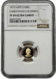 1973年 ハイチ 100グールド クリストファー・コロンブス金貨 0.042オンス NGC PF 69 UC 915 鋳造