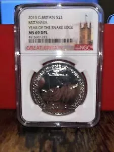 2013 英国 2 ポンド ブリタニア スネークエッジ NGC MS69DPL の年